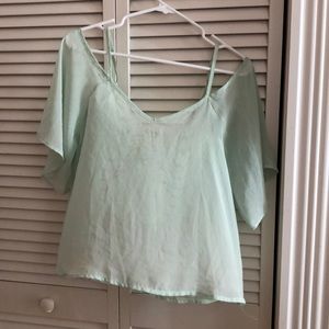 Off shoulder mint top